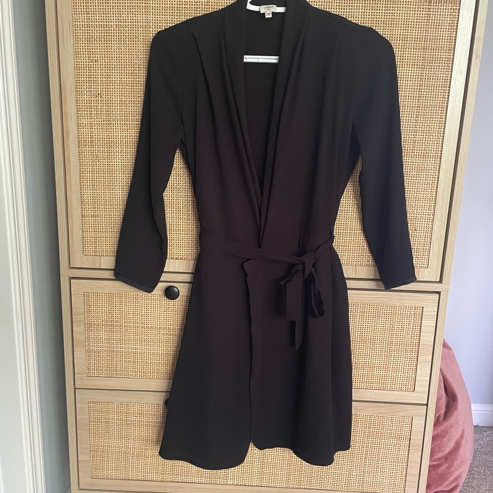Wilfred Black Wrap Dress Tie Front Plunge
